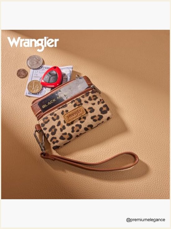 Women Genuine Leather Coin Purse with Hand Strap. Small  Small Wristlet Wallet Faux Leather 3 Zipper Coin Purse w Detachable Strap
